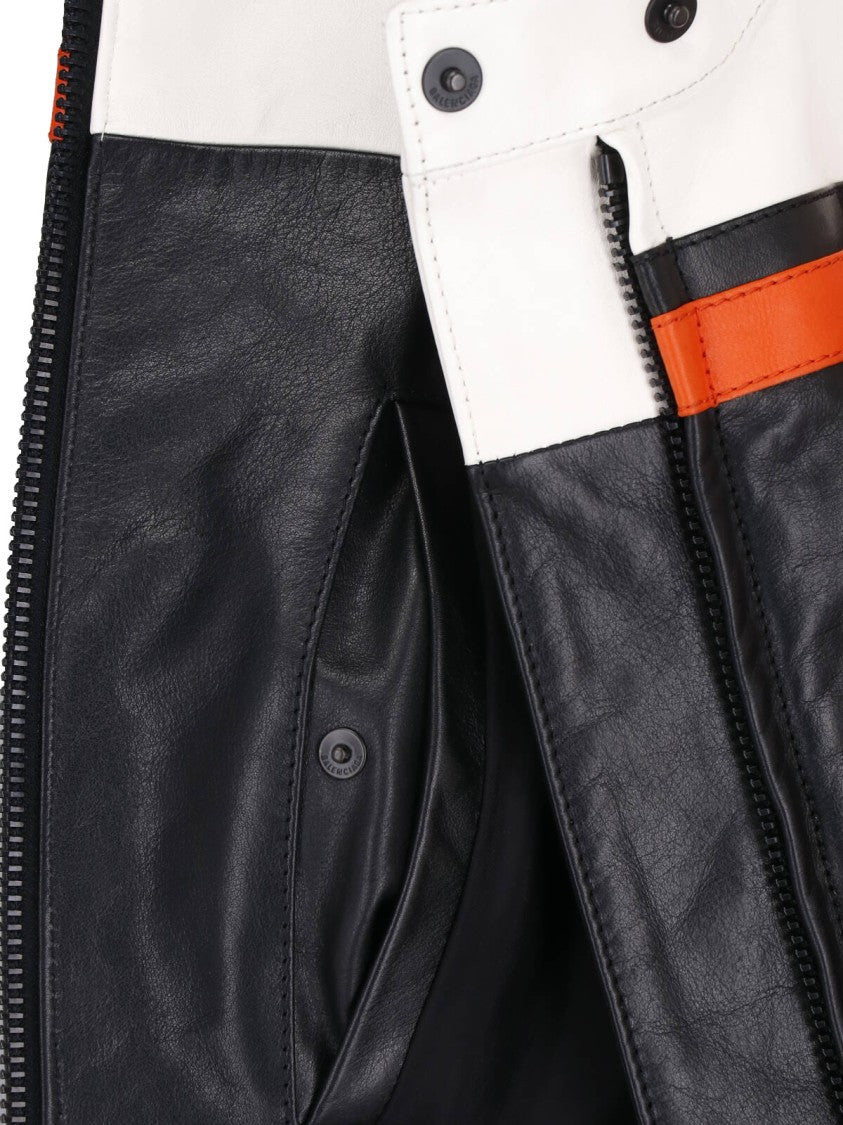 Balenciaga Cropped Biker Jacket In Multicolor Panel Design