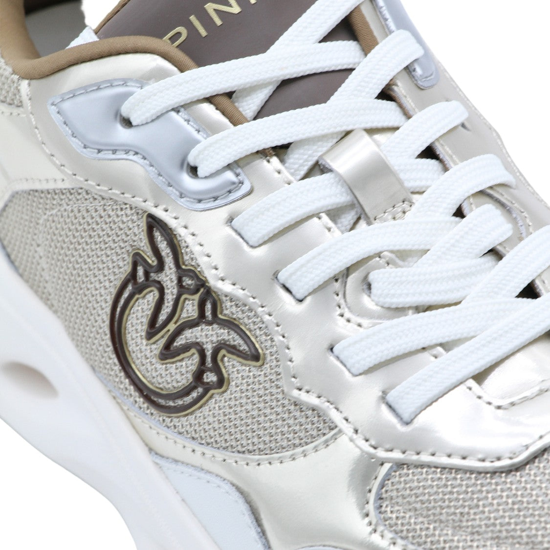 Pinko Chunky Sneakers With Metallic Silver Panels And Cut-Out Details