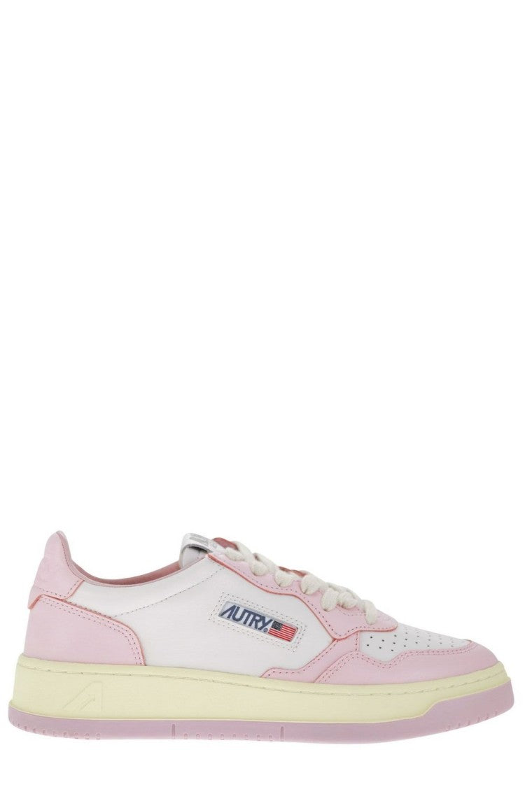 Autry Smooth Leather Low-Top Sneakers With Pastel Accents