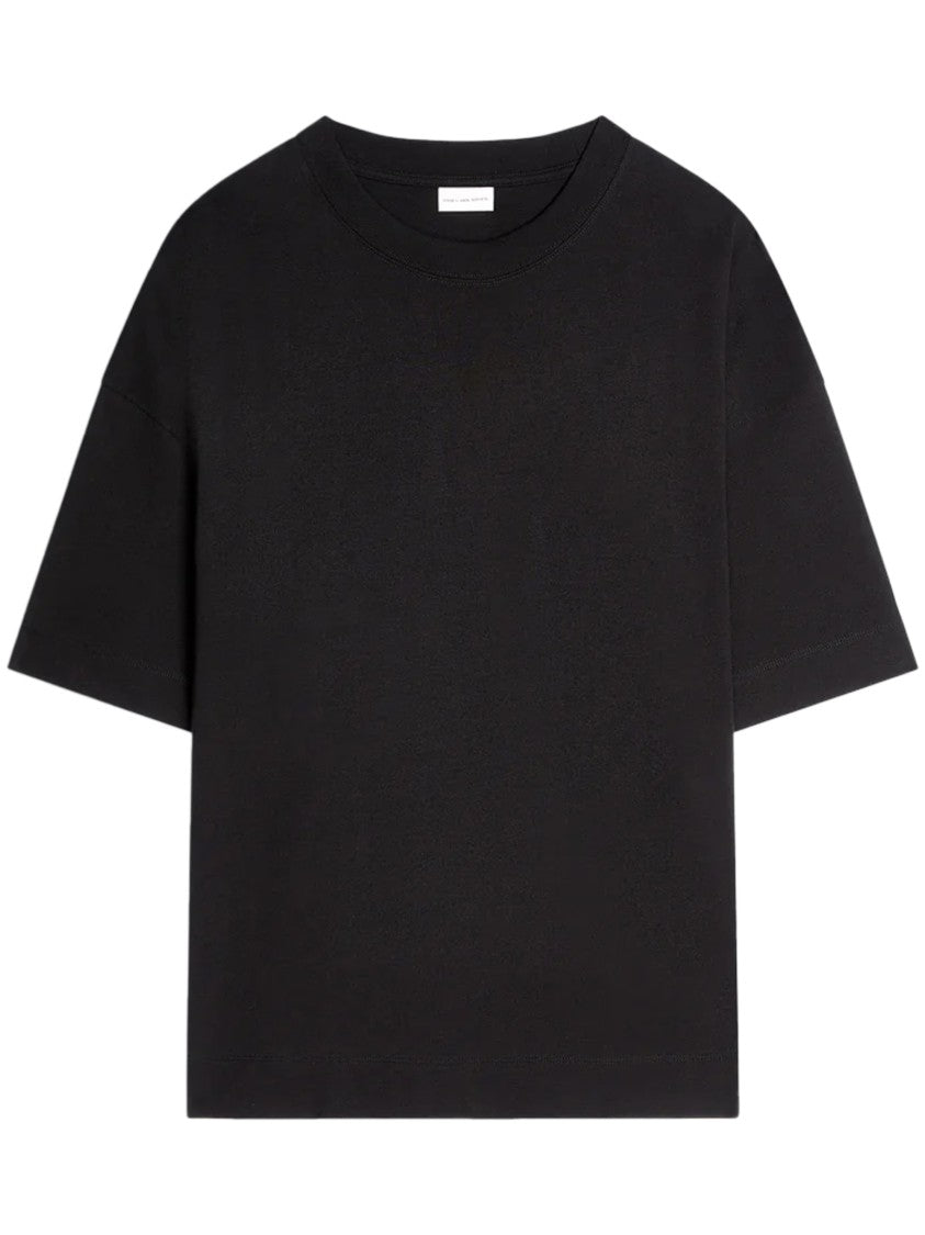 Dries Van Noten Boxy-Fit Black Short-Sleeve T-Shirt With Classic Crew Neckline
