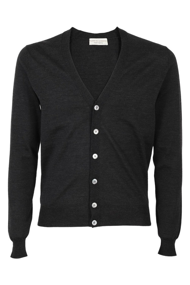 Filippo De Laurentiis Deep V-Neck Merino Wool Cardigan