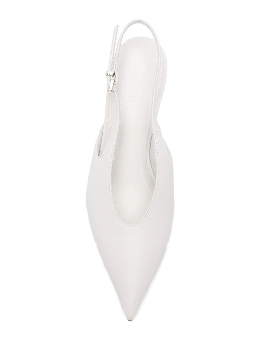 Vic Matié Leather Sculptural Kitten Heel Pumps