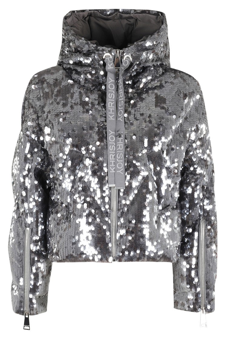 Khrisjoy Cropped Iconic Milano Jacket In Macro Sequins
