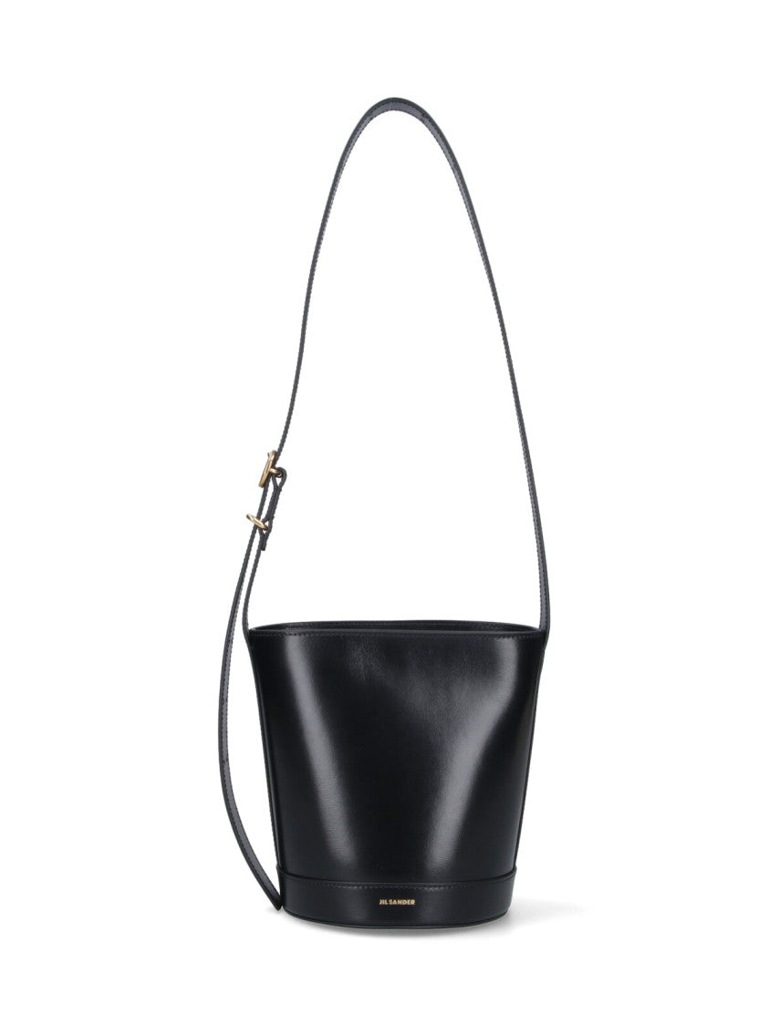 Jil Sander Sleek Black Calf Leather Bucket Bag