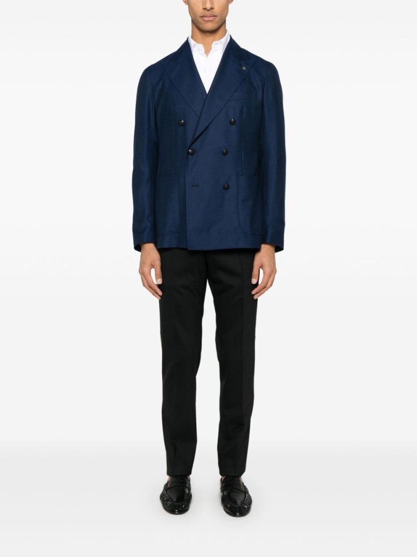 Tagliatore Montecarlo Navy Blue Double-Breasted Jacket