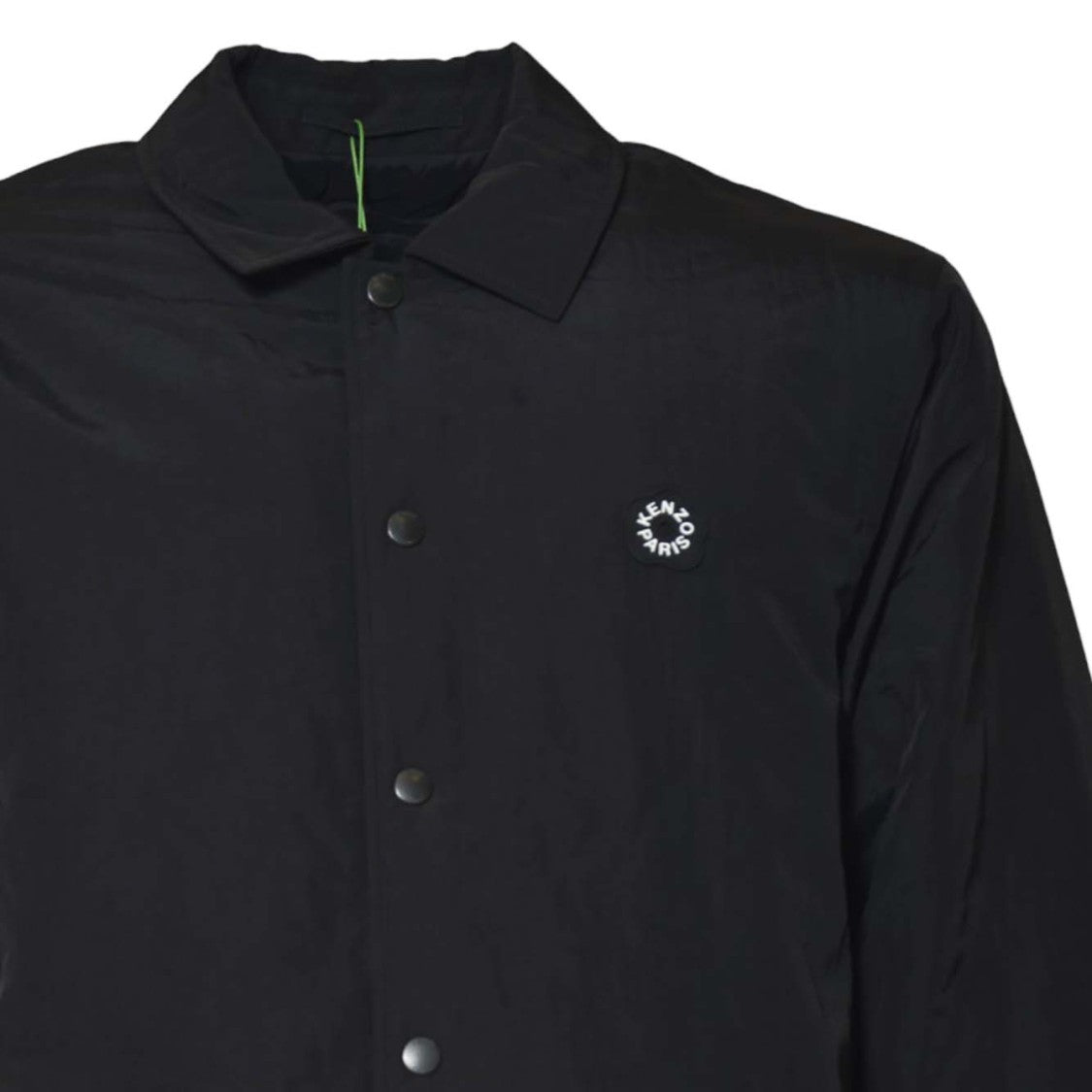 Kenzo Minimalistic Black Coach Jacket With Classic Collar And Snap Closure