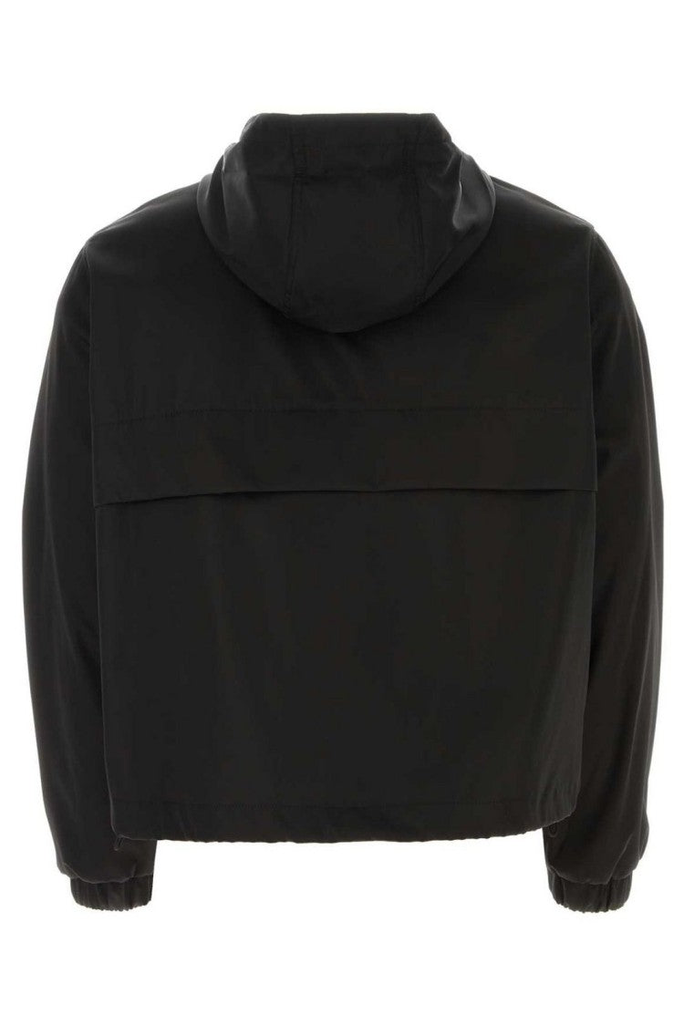 Ami Lightweight Black Hooded Jacket With Elastic Cuffs