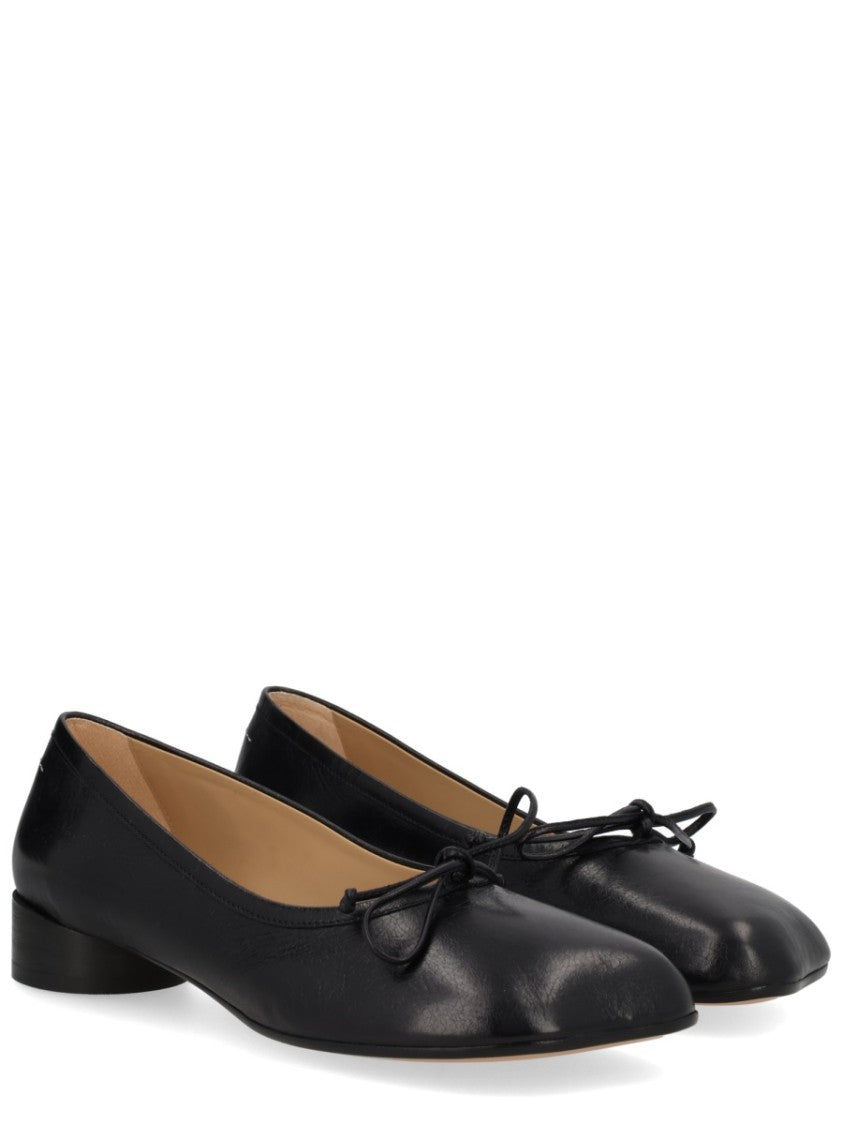 Mm6 By Maison Margiela Anatomical Toe Bow Detail Leather Ballerina Flats