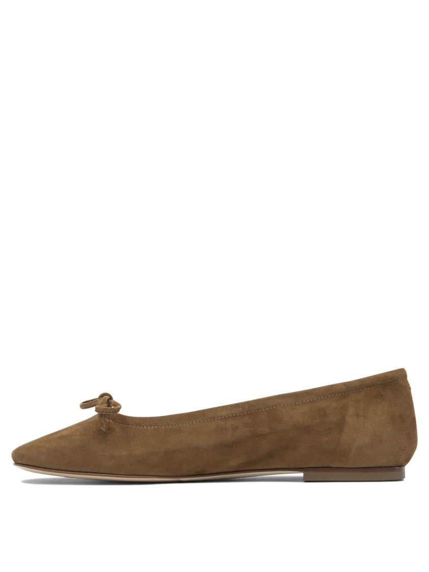Aeydē Pointed Toe Suede Ballerinas With Bow Detail
