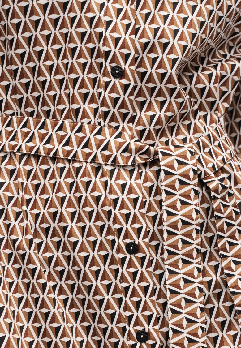 Max Mara Short-Sleeved Geometric Dress With Button-Down Front