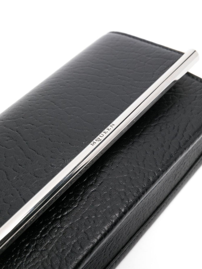 Alexander Mcqueen Textured Black Bag With Concealed Press-Stud