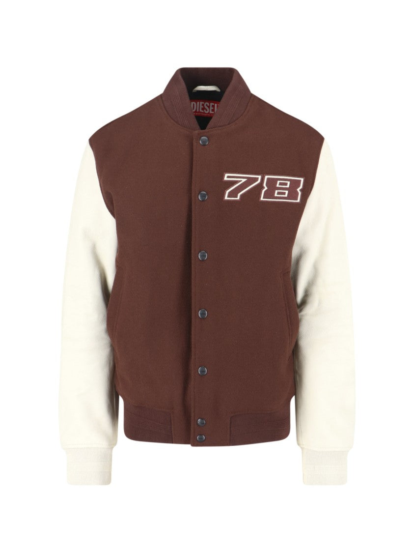Diesel Shawl Collar Bomber Jacket – Brown/White