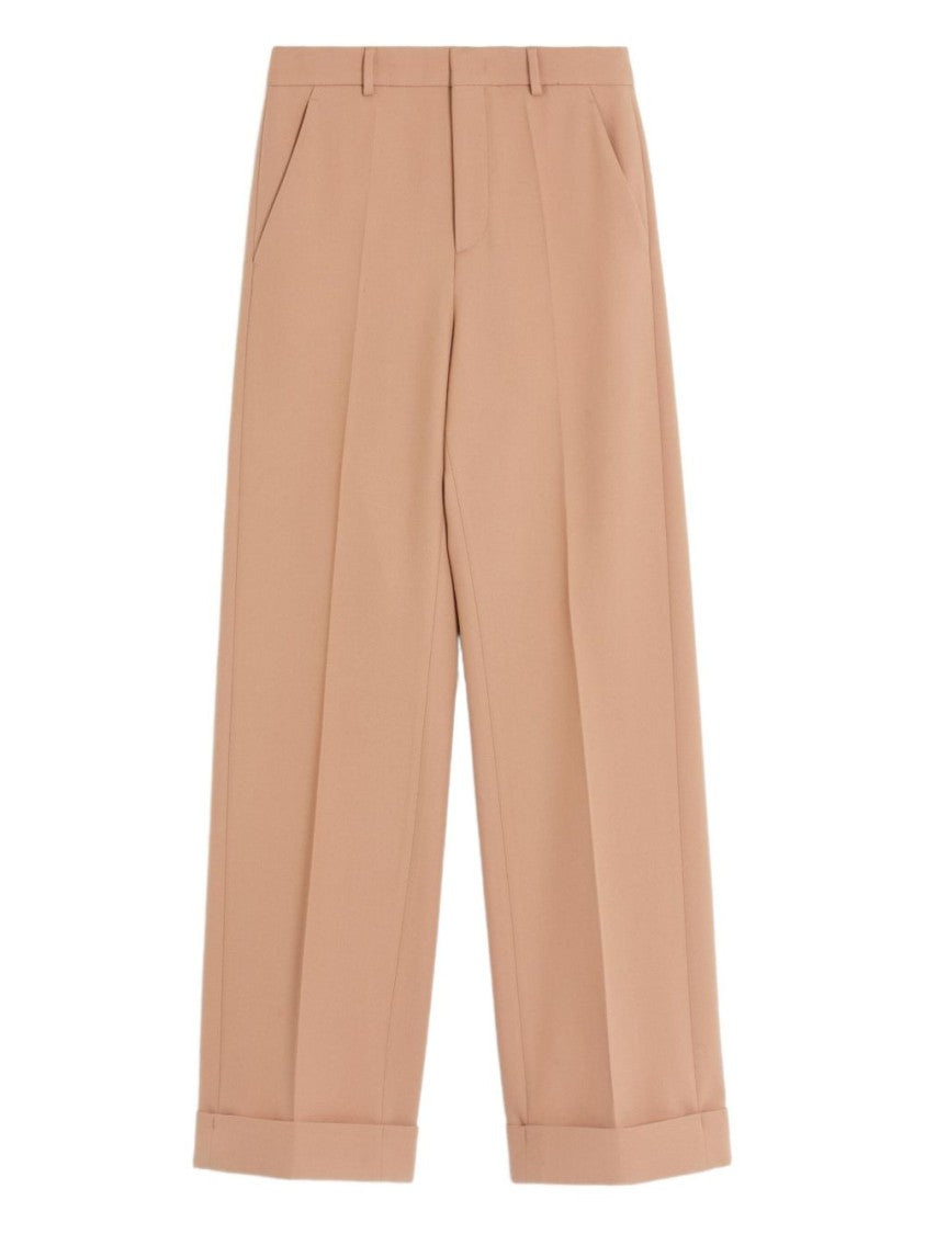 Valentino Garavani Relaxed Fit Camel Brown Wool Trousers