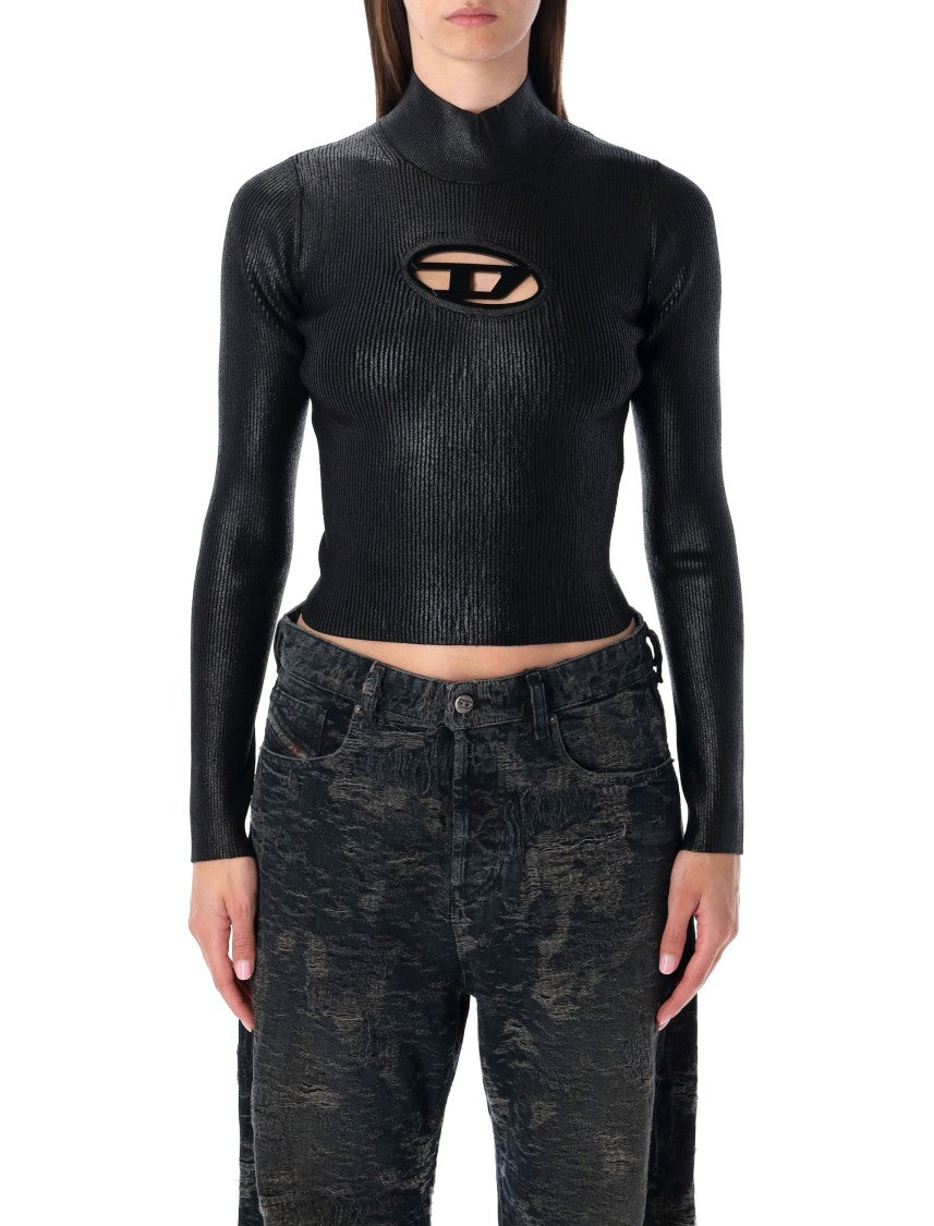 Diesel M-Valari-Tn Iridescent Black Ribbed Turtleneck