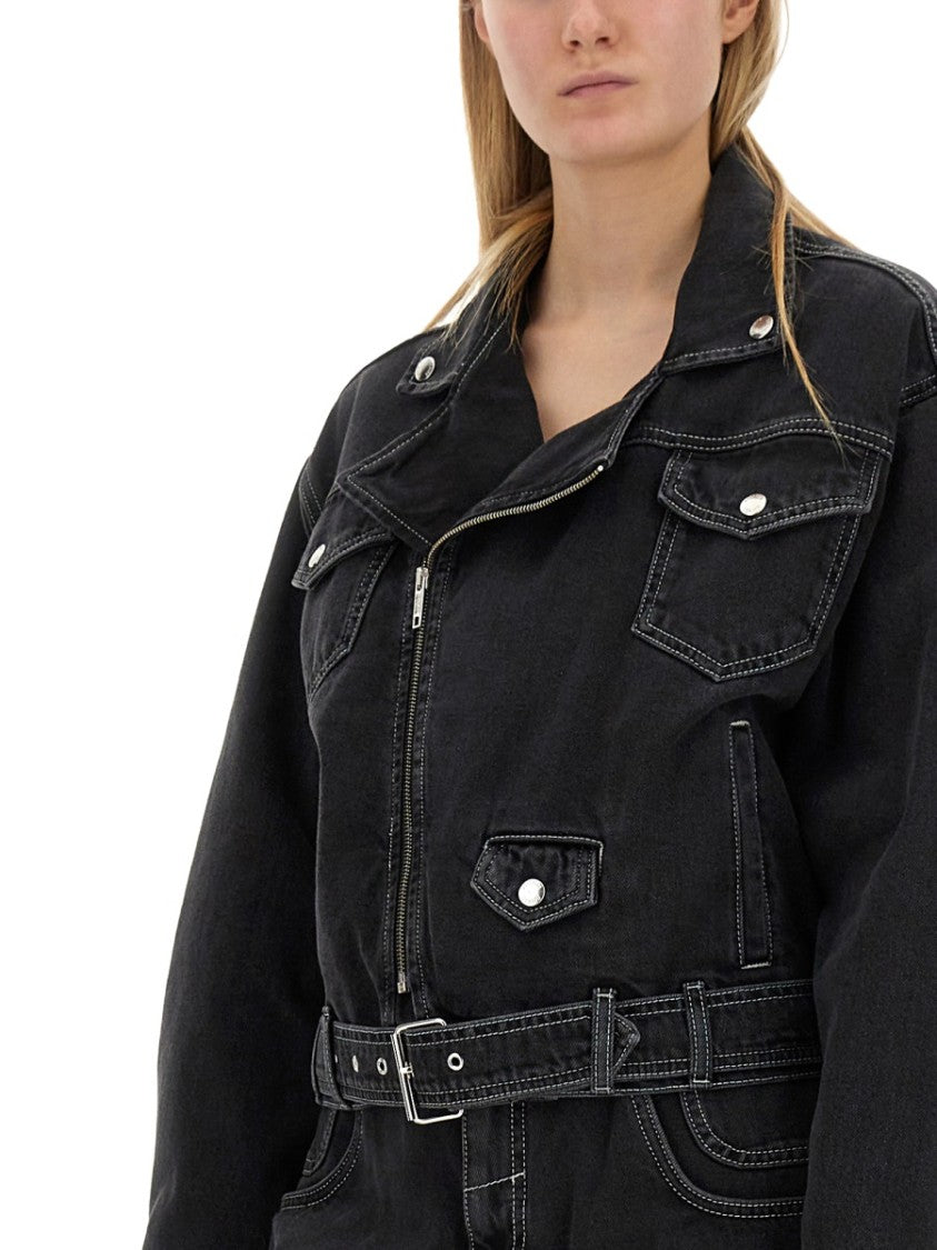 Moschino Cropped Black Denim Jacket