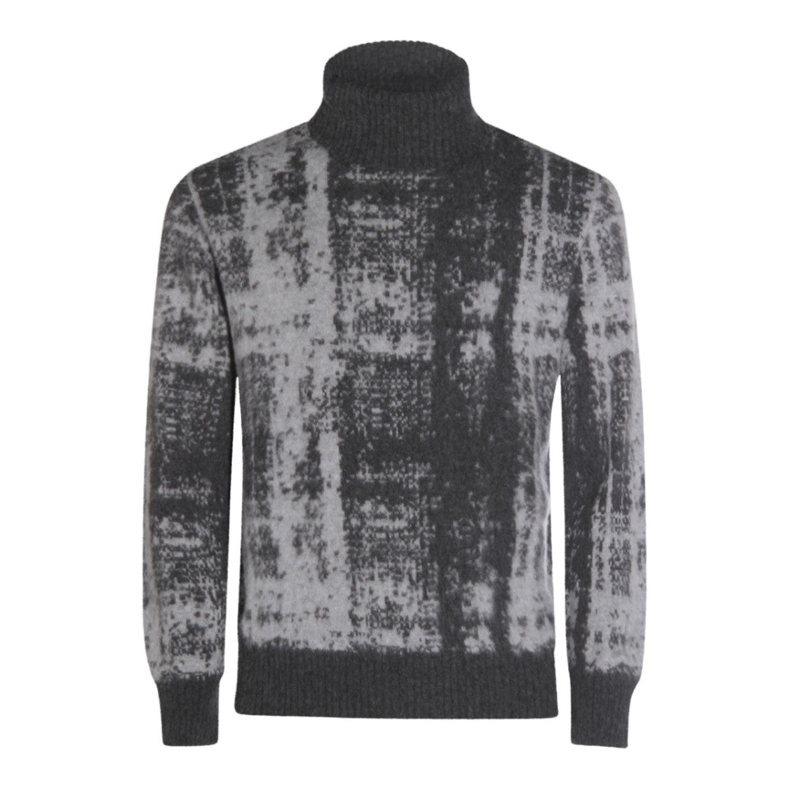 Piacenza Cashmere High Turtleneck Sweater With Textured Abstract Pattern