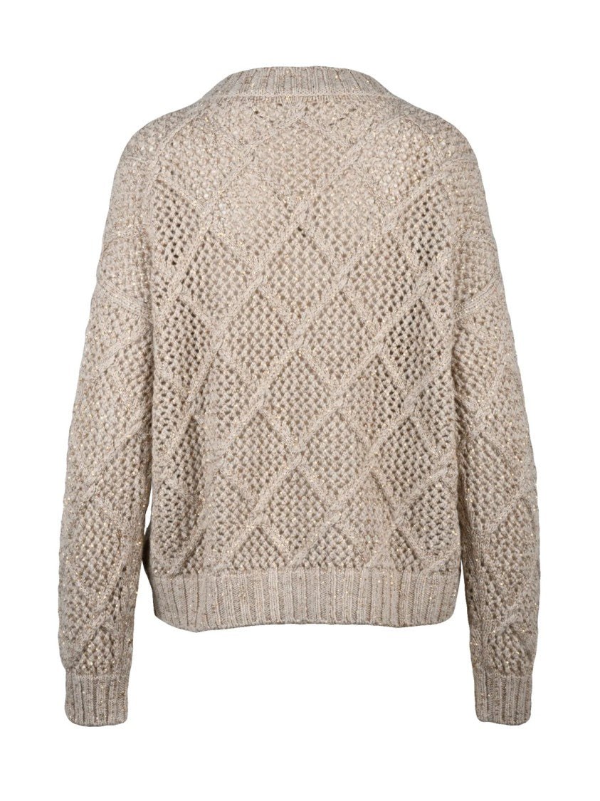Max Mara Openwork Lamé Sweater With Sparkling Design And Relaxed Fit