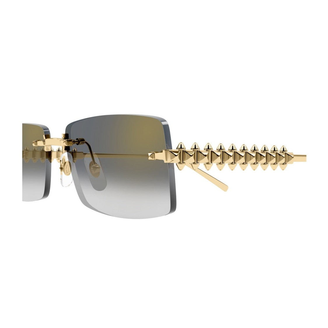 Cartier Gold Ct0604s Clash De Cartier Metal Rectangular Sunglasses