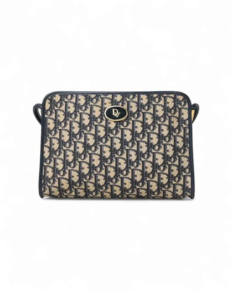 Dior Medium Oblique Vintage Shoulder Bag In Blue