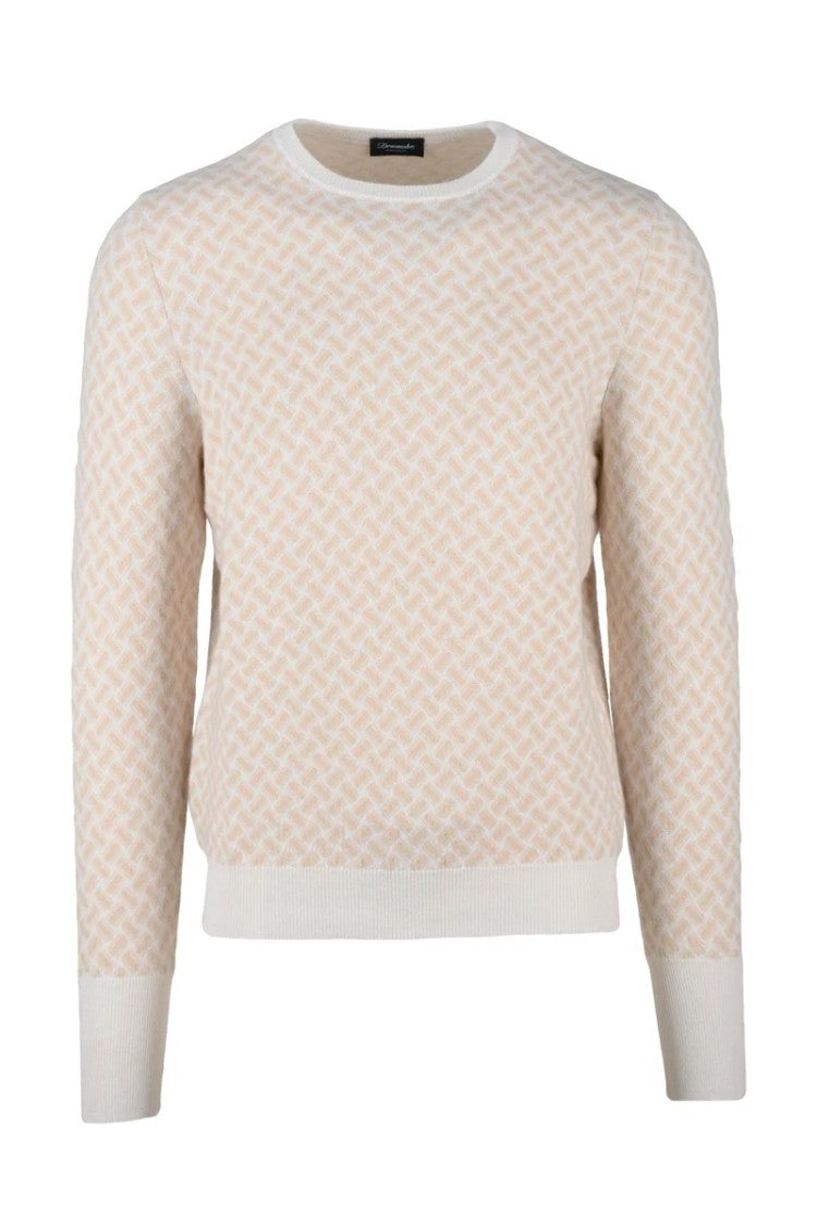 Drumohr Cashmere Crew Neck Pullover - White/Beige