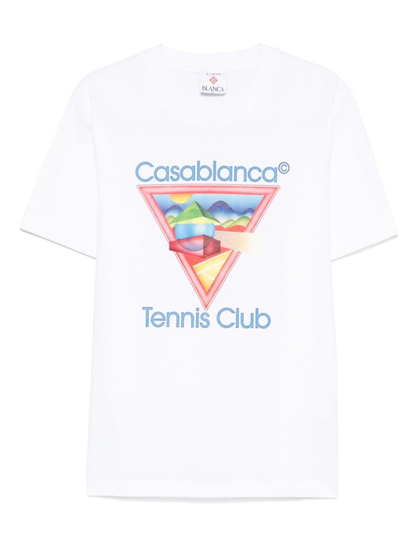 Casablanca Crew Neck T-Shirt With Logo Print And Relaxed Fit