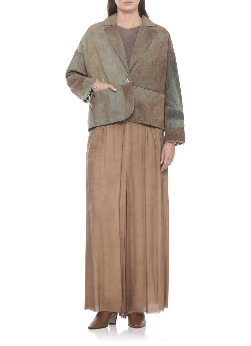 Sanctamuerte Brown Denim Classic Lapel Blazer