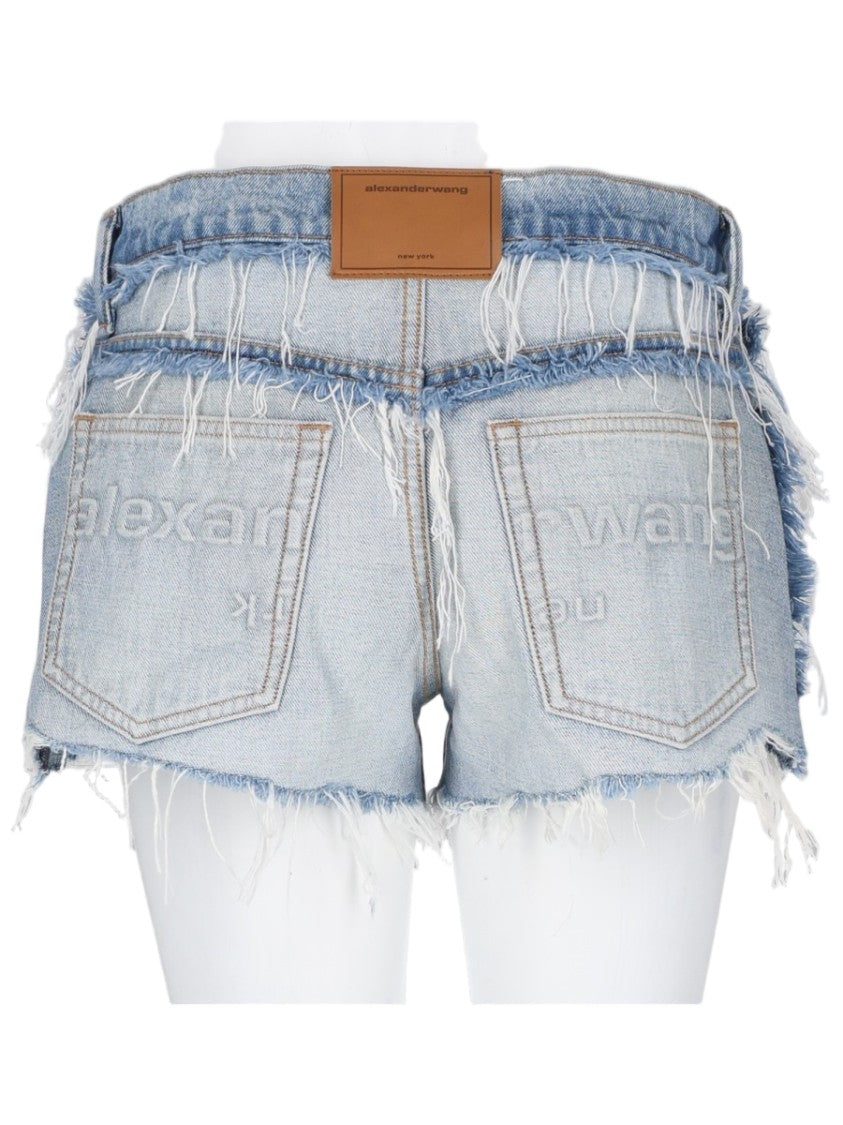 Alexander Wang Distressed Frayed Denim Shorts