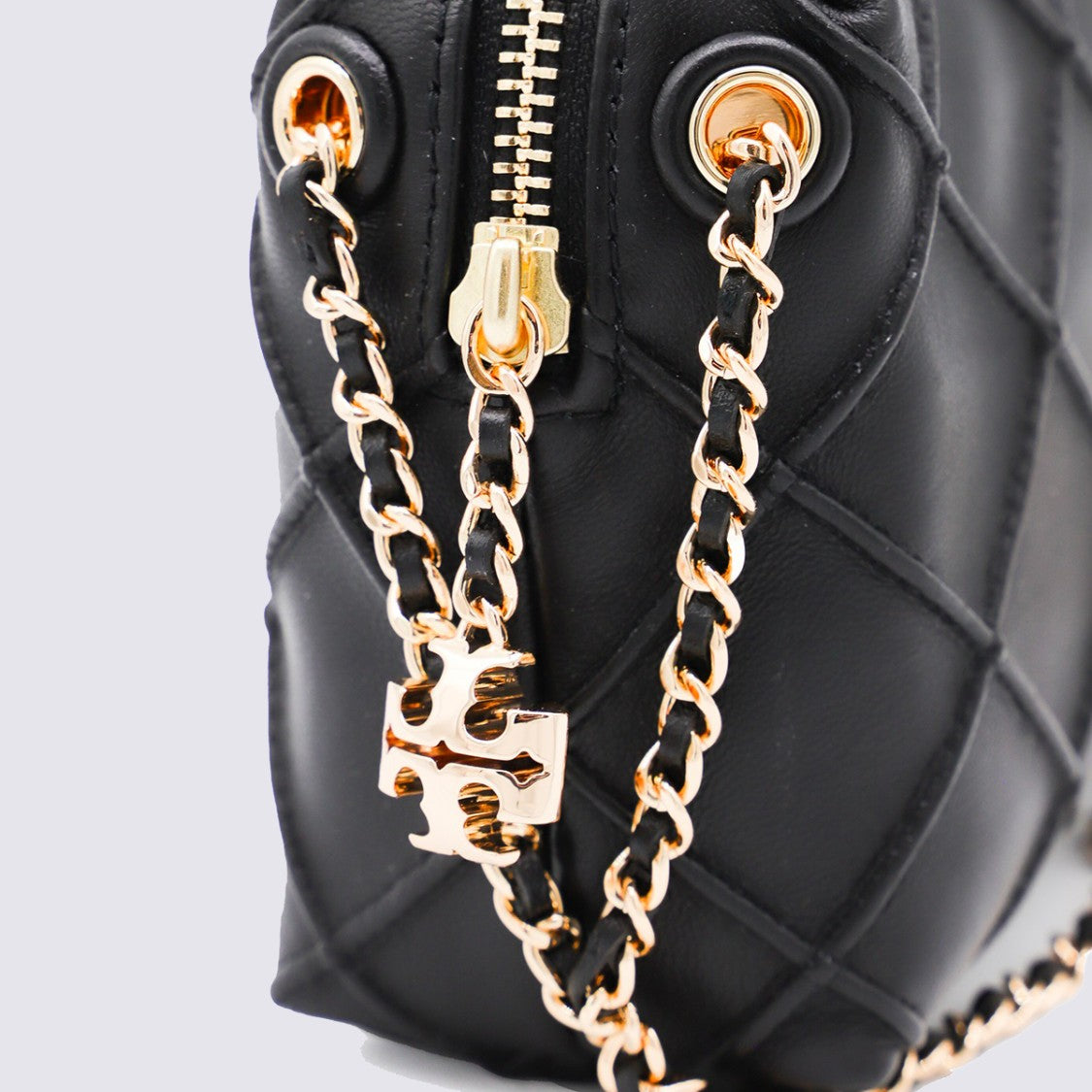Tory Burch Black Leather Fleming Crossbody Bag