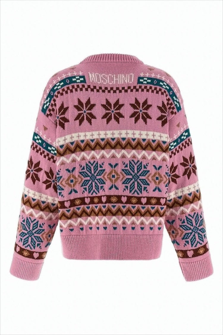 Moschino Cropped Patterned Mohair Sweater