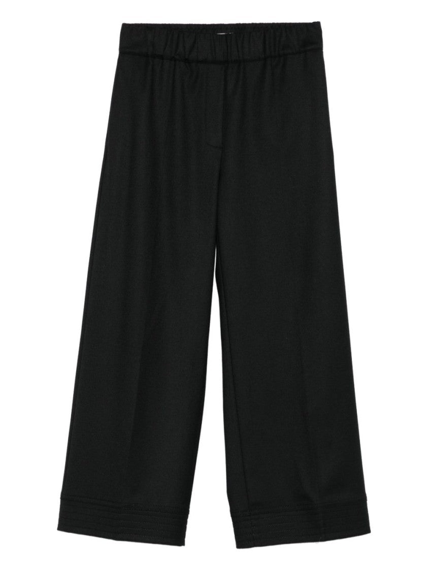 Dexterior Wide-Leg Cropped Trousers With Elastic Waistband