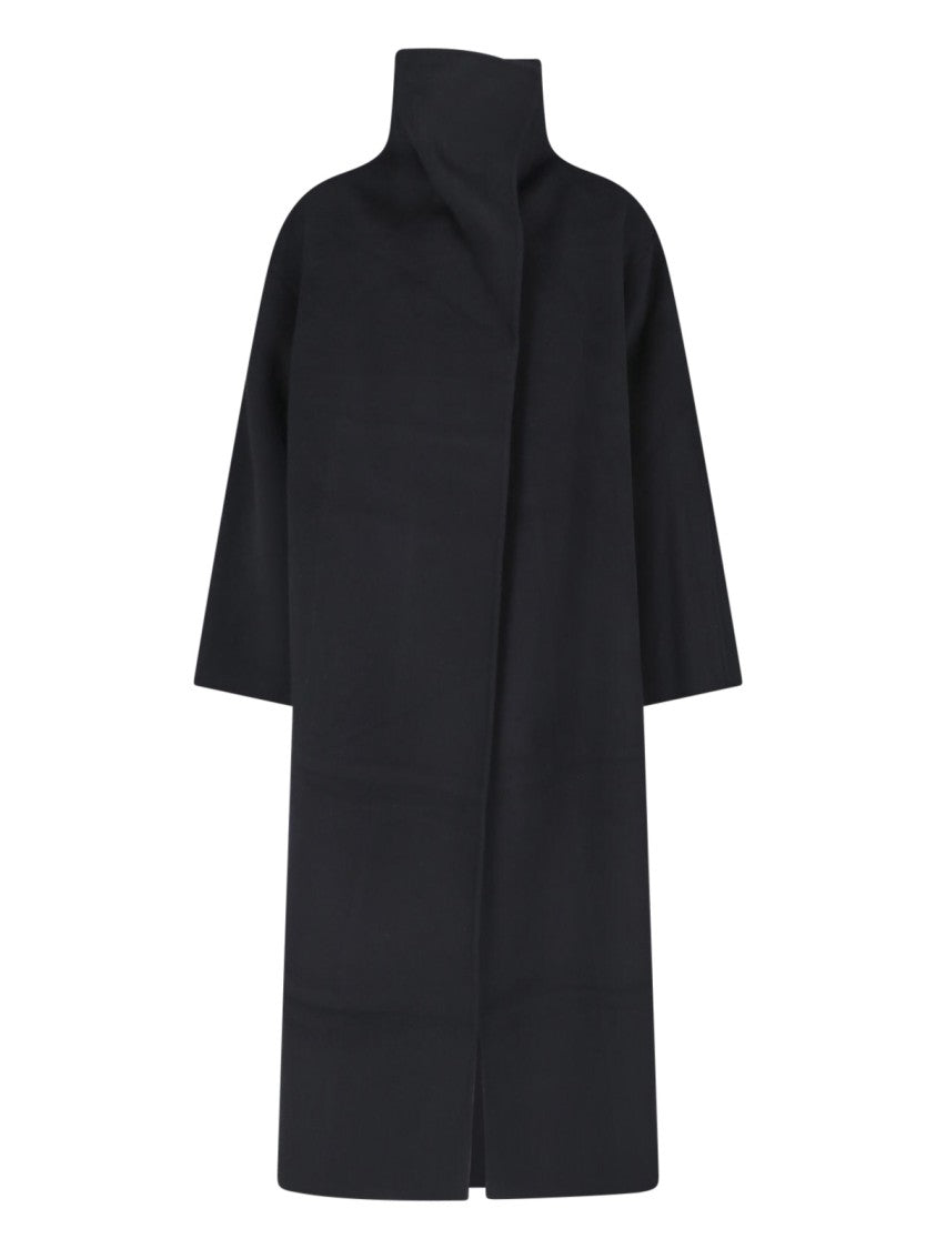 Almada High Collar Long Sleeve Double Coat In Cashmere And Wool Blend