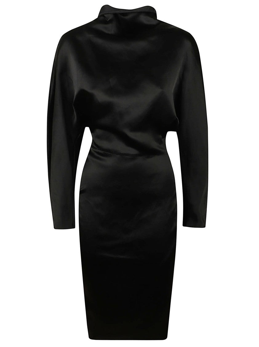 Khaite Fitted Black Mini Dress With High Neckline
