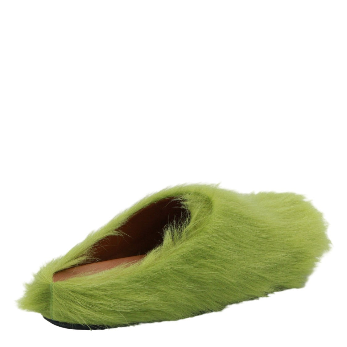 Marni Green Faux Fur Slip-On Sandals