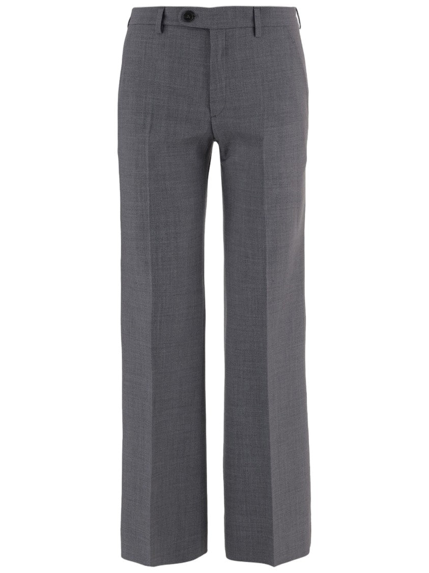 Darkpark Gray Colin Tailored Pressed-Pleat Stretch-Wool Formal Pants