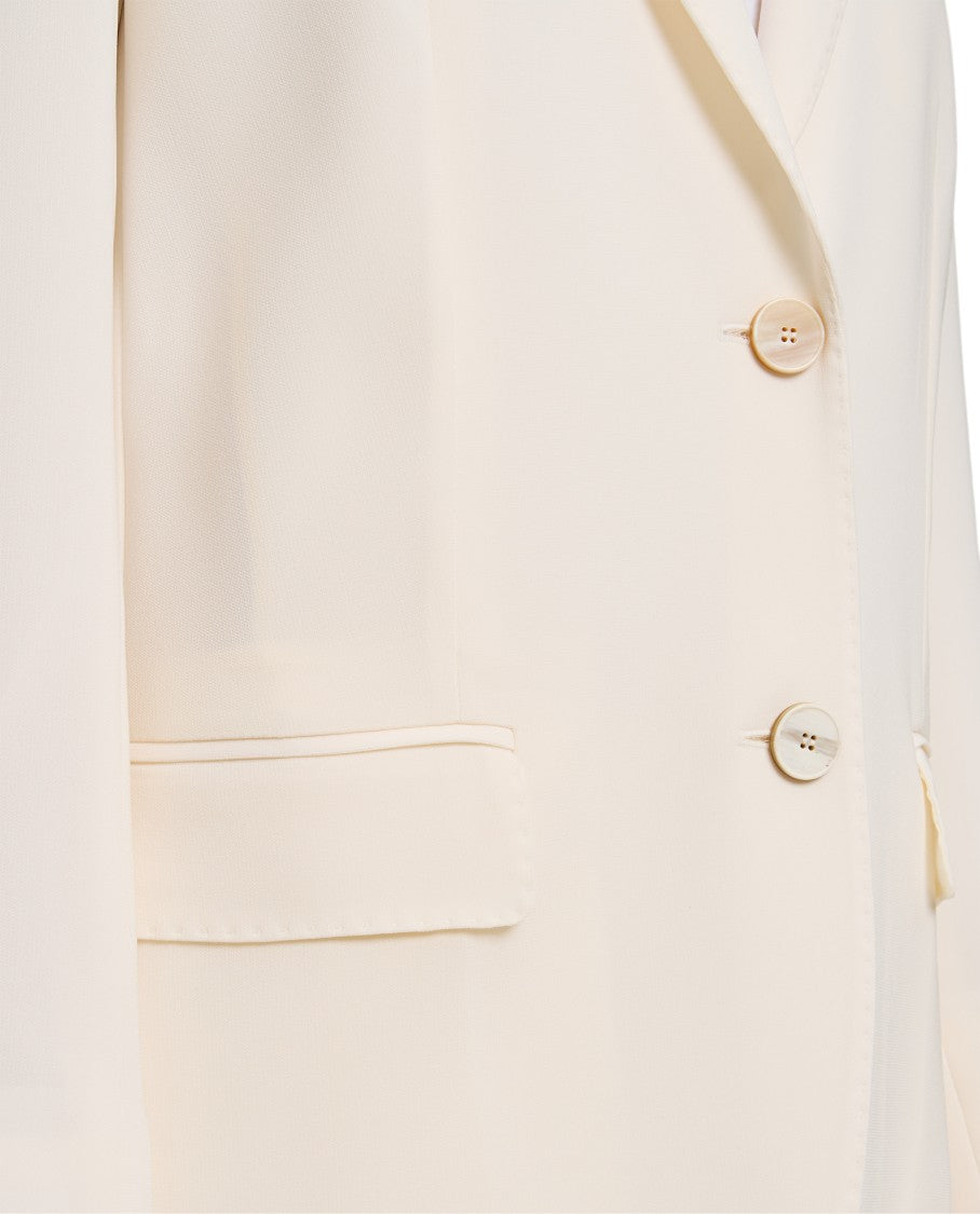 Alberto Biani Slim Fit White Blazer With Pointed Lapels And Flap Pockets