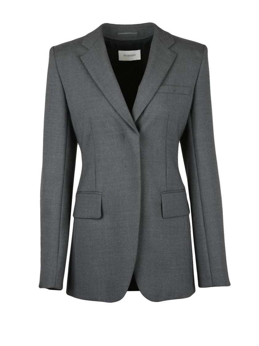 Sportmax Grey Virgin Wool Tailored Jacket