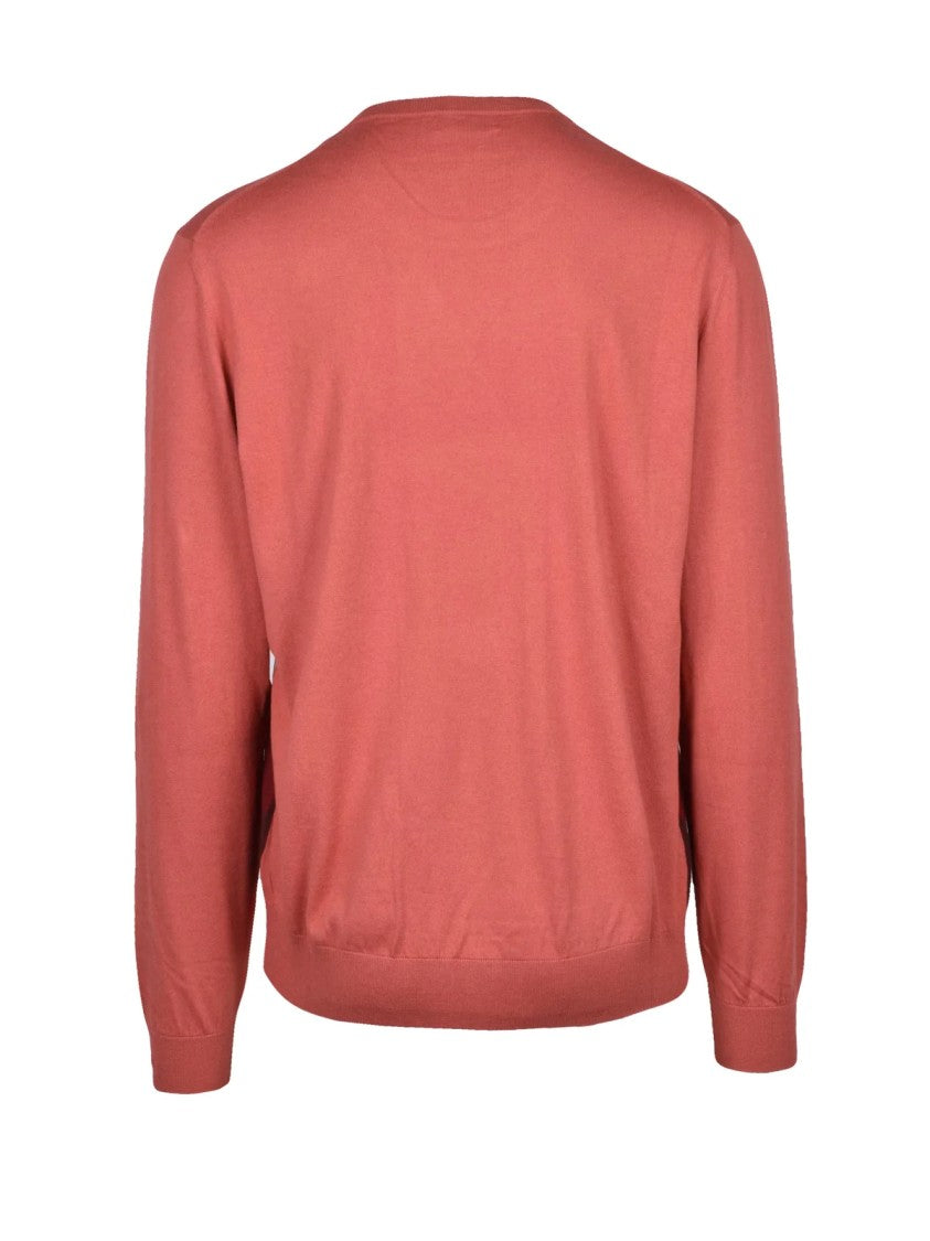 Ballantyne Brown Argyle Cotton-Cashmere Crewneck Sweater