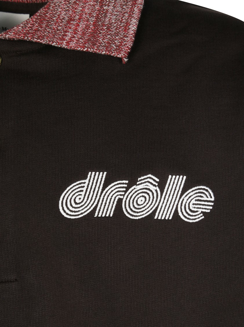 Drôle De Monsieur Horizontal Stripe Long-Sleeve Polo With Classic Collar