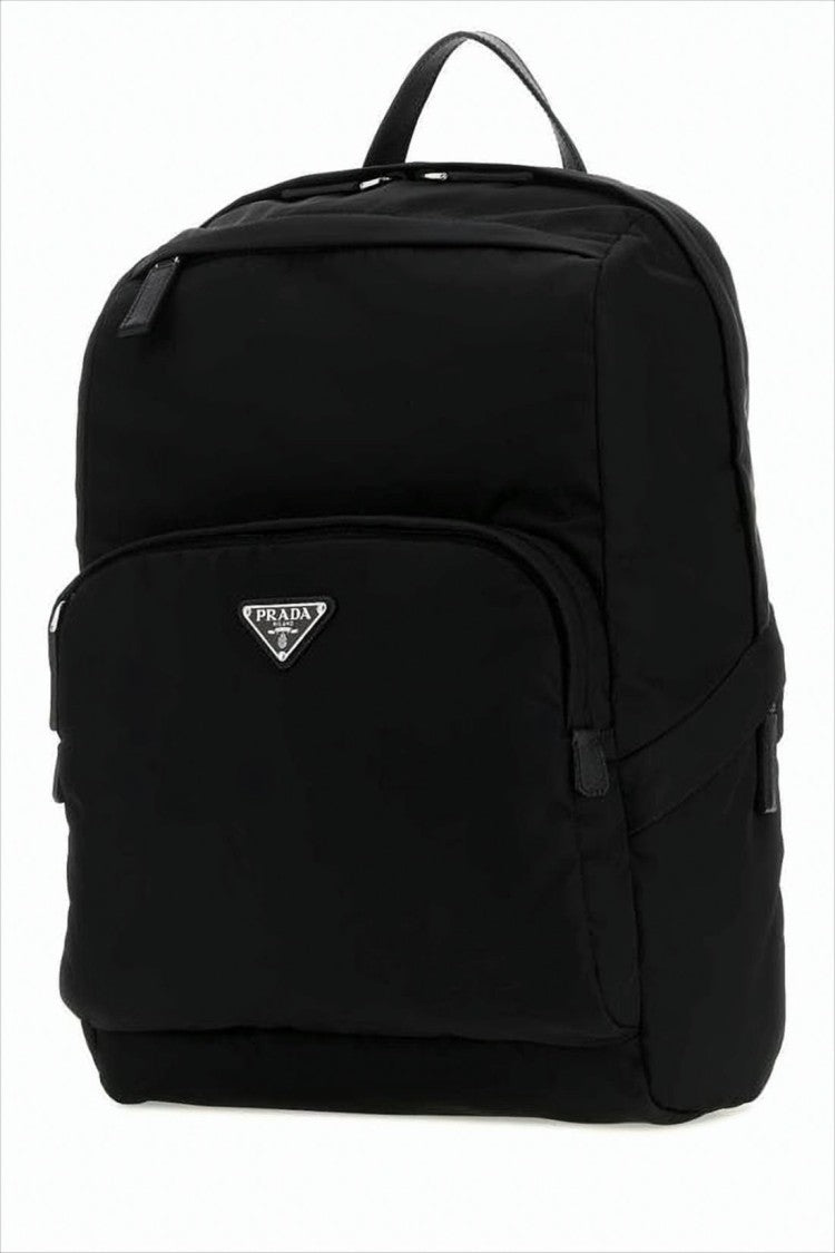 Prada Structured Black Fabric And Leather Backpack