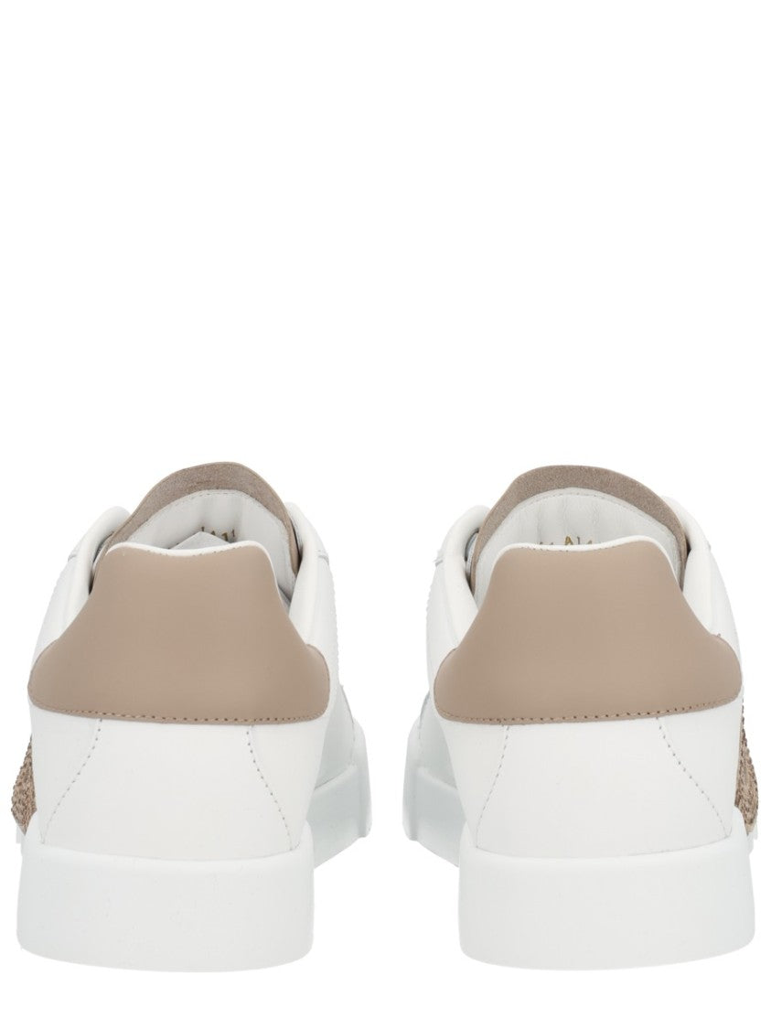 Dolce & Gabbana Low-Top White Leather Sneakers