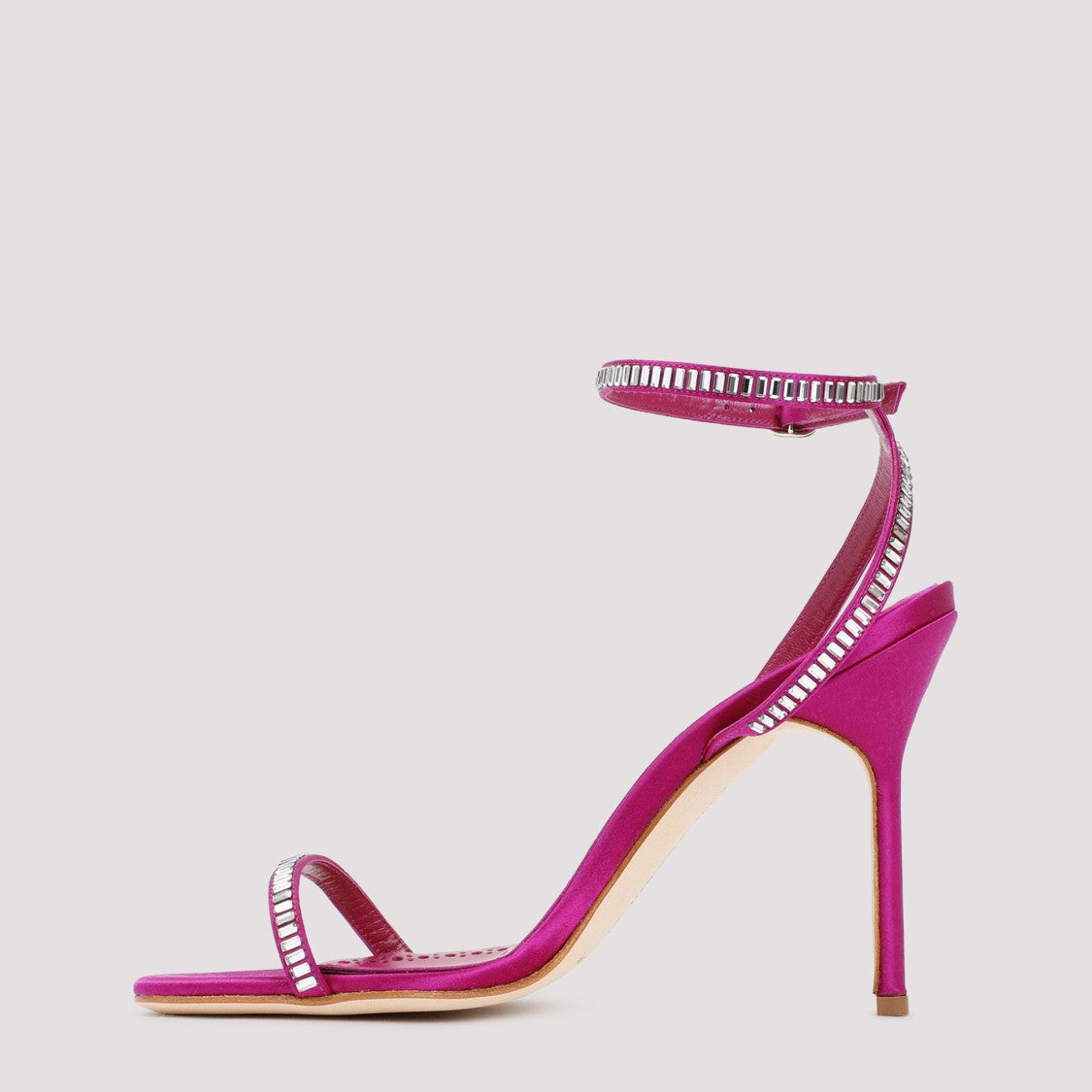 Manolo Blahnik Pink Satin Crinastra Sandal 105