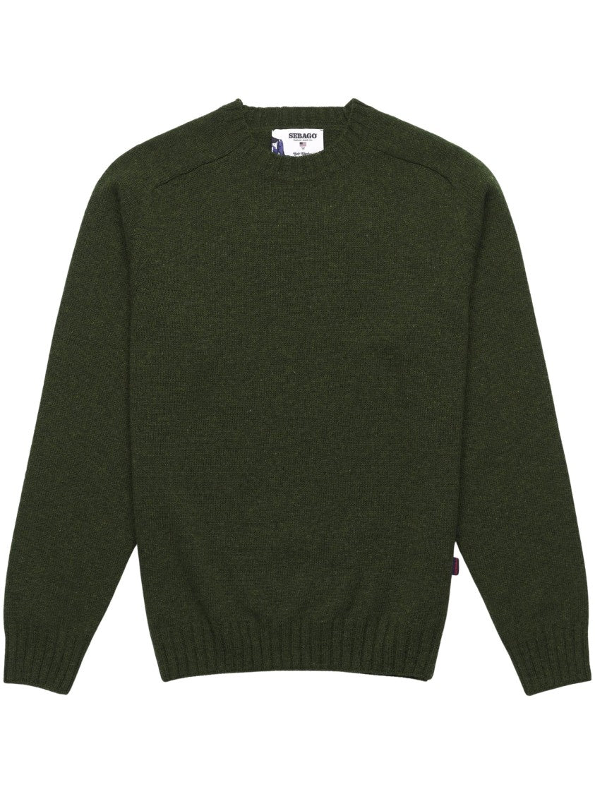 Sebago Forest Green Unisex Wool Leisure Jumper With Raglan Sleeves