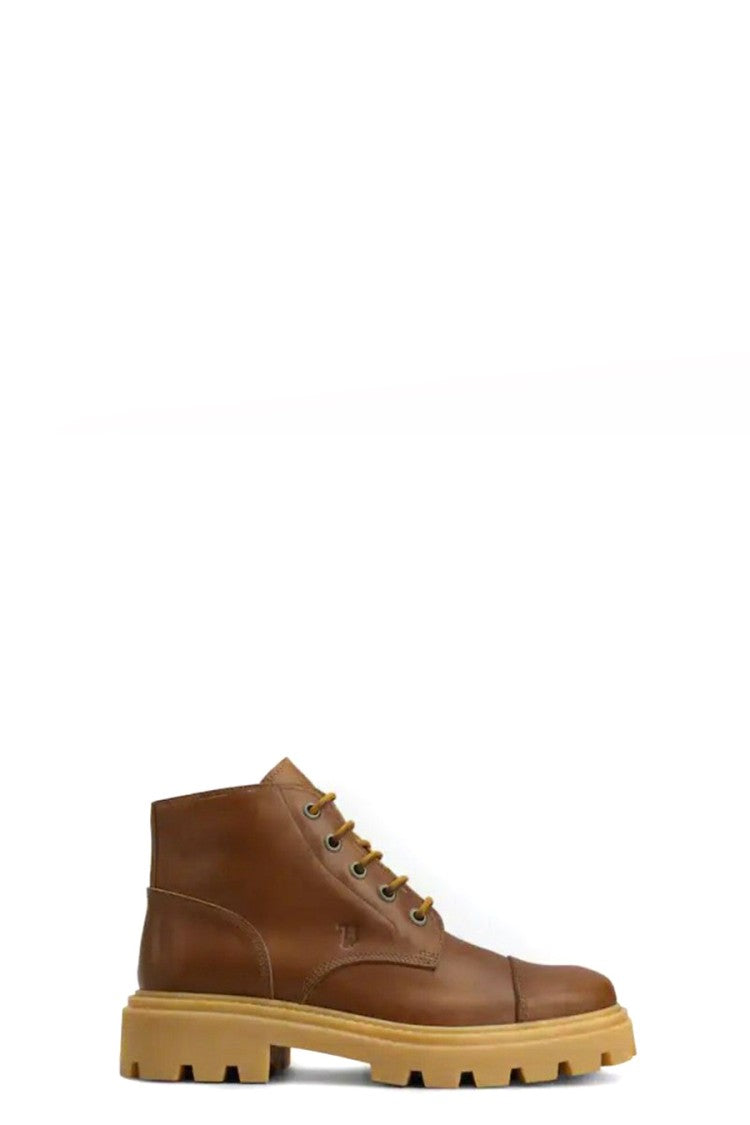 Tod's Dark Brandy Monogram Leather Ankle Boots