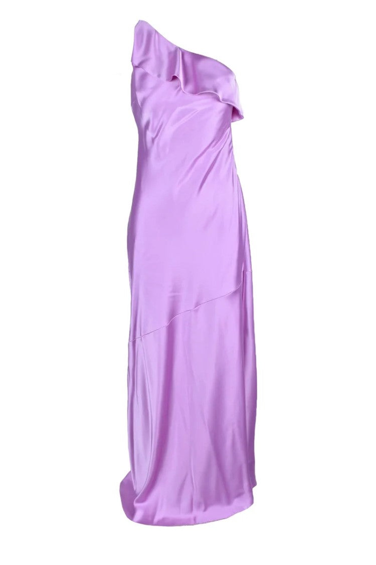 Access Fashion Asymmetrical One-Shoulder Purple Long Dress