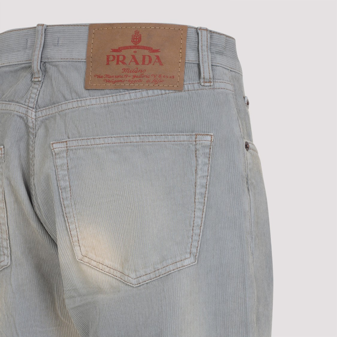 Prada Relaxed Fit Light Blue Denim Trousers