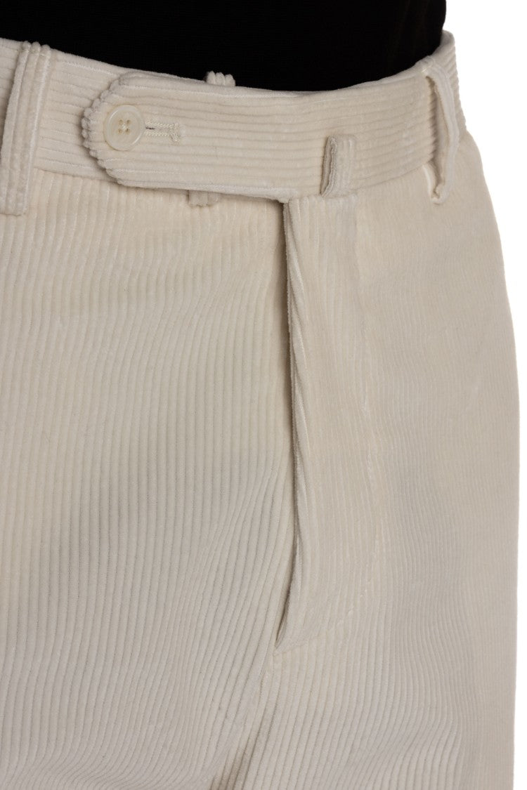 Tagliatore Wide Ribbed Corduroy Trousers With Tailored Fit