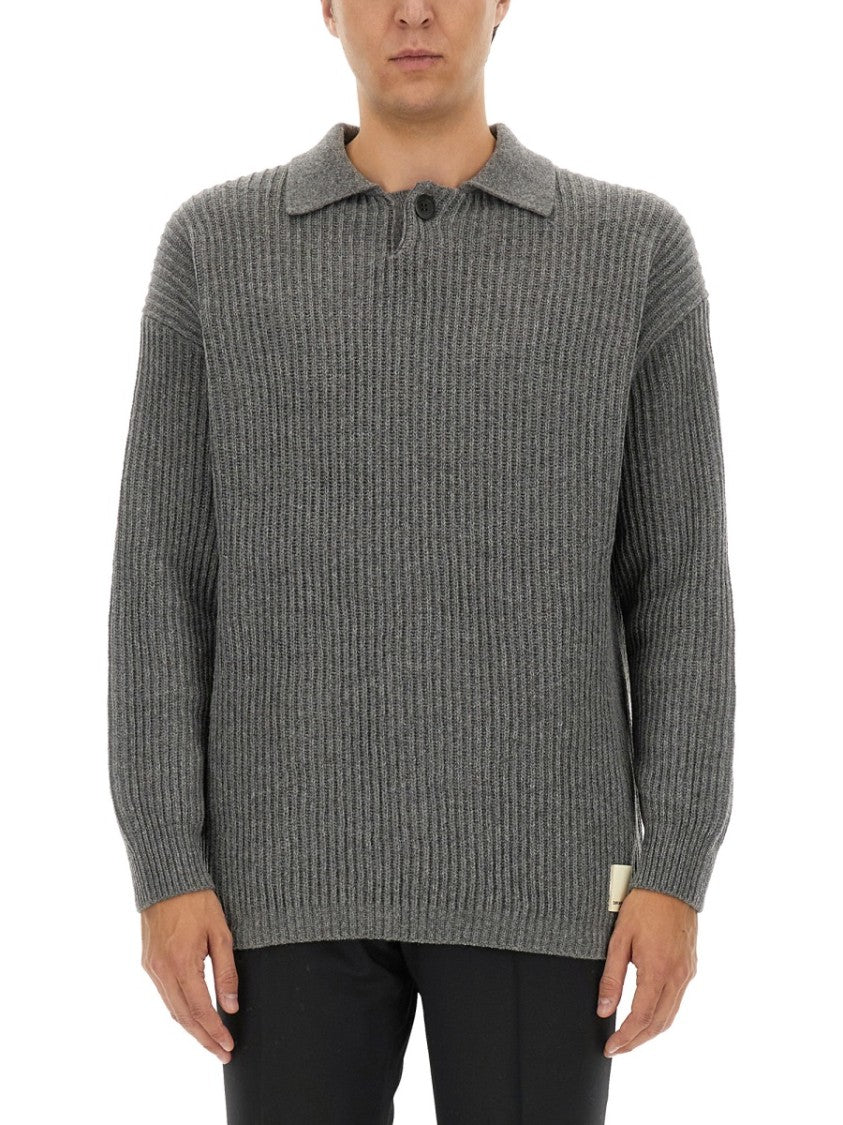 Emporio Armani Ribbed Grey Wool Jersey