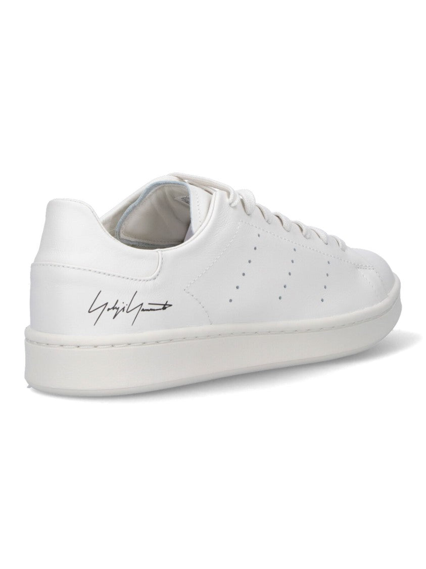 Y-3 White Leather Sneakers With Rounded Toe
