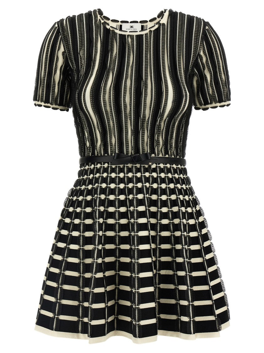 Elisabetta Franchi Striped Stretch Knit Mini Dress