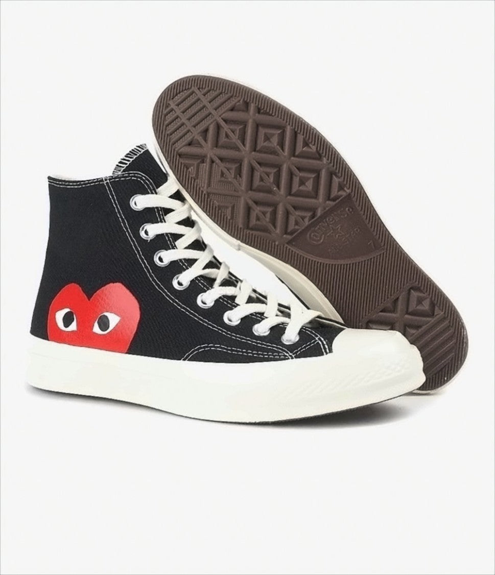 Comme Des Garçons High-Top Sneakers With Iconic Heart Motif And Contrast Detailing